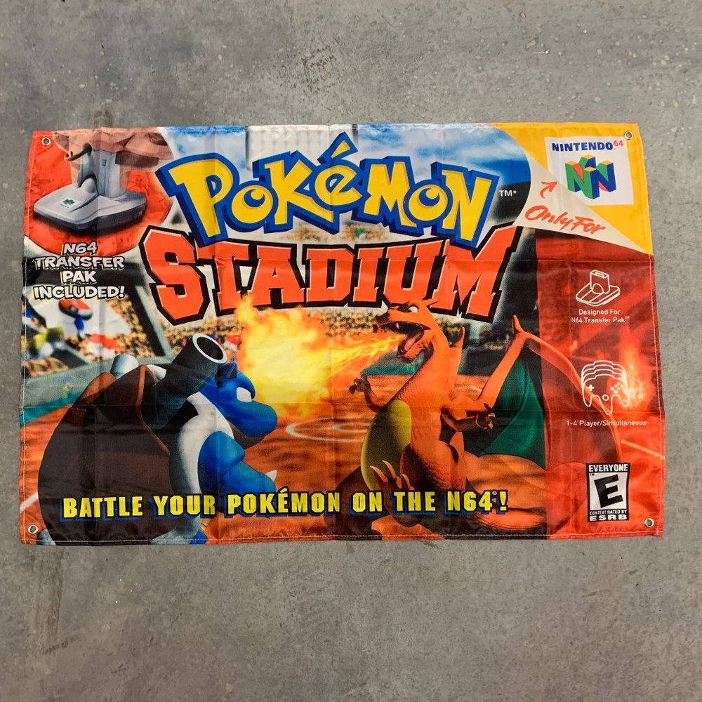 Pokemon Stadium Custom Wall Flag Banner Tapestry 2 x 3 Ft, N64